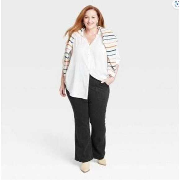 Women's Plus Size 18 High-Rise Anywhere Flare Jeans - Knox Rose Black Denim - Picture 2 of 7